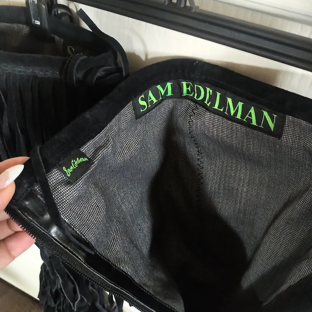 Sam Edelman Black Over the Knee Fringe Boots - Picture 2 of 8